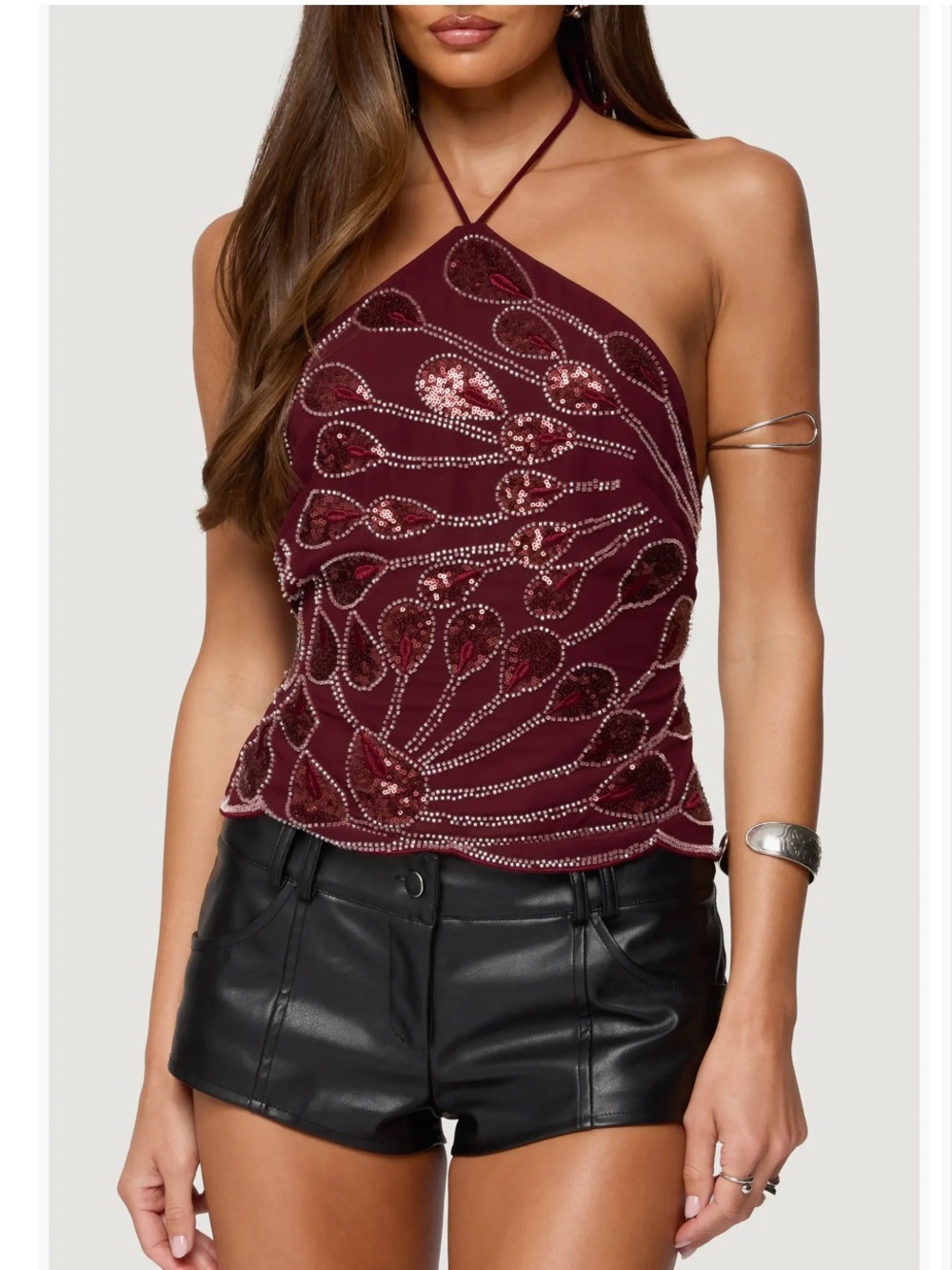 Edikted beaded sequined open back festival halter top New XS